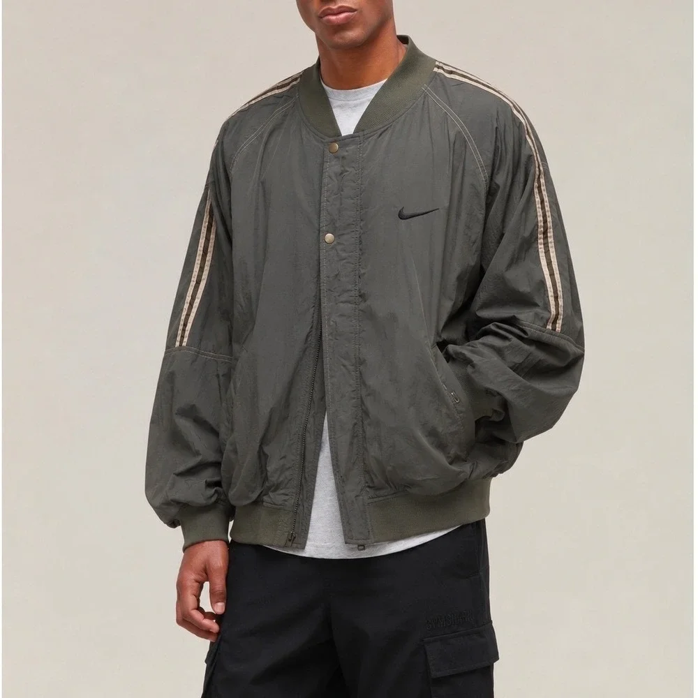 Vintage Y2K Nike Gray/Green Button-Down Jacket Coat